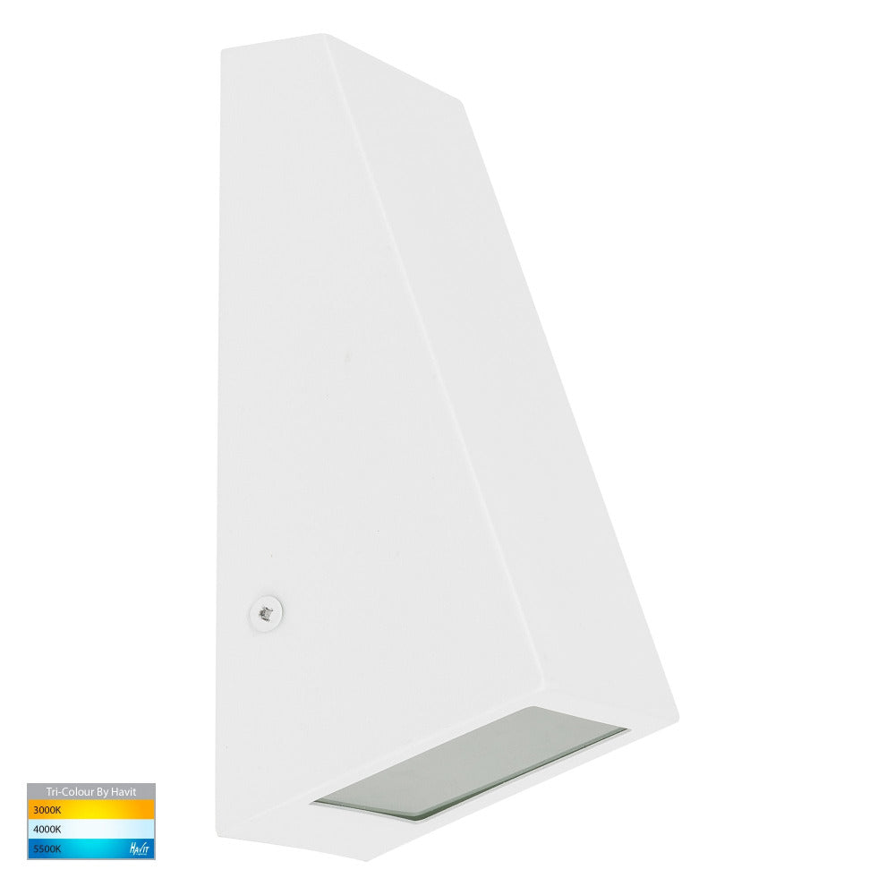 Buy Exterior Wall Lights Australia Taper Square LED Wedge Wall Light 5W White 316 Stainless Steel 3CCT - HV3602T-WHT