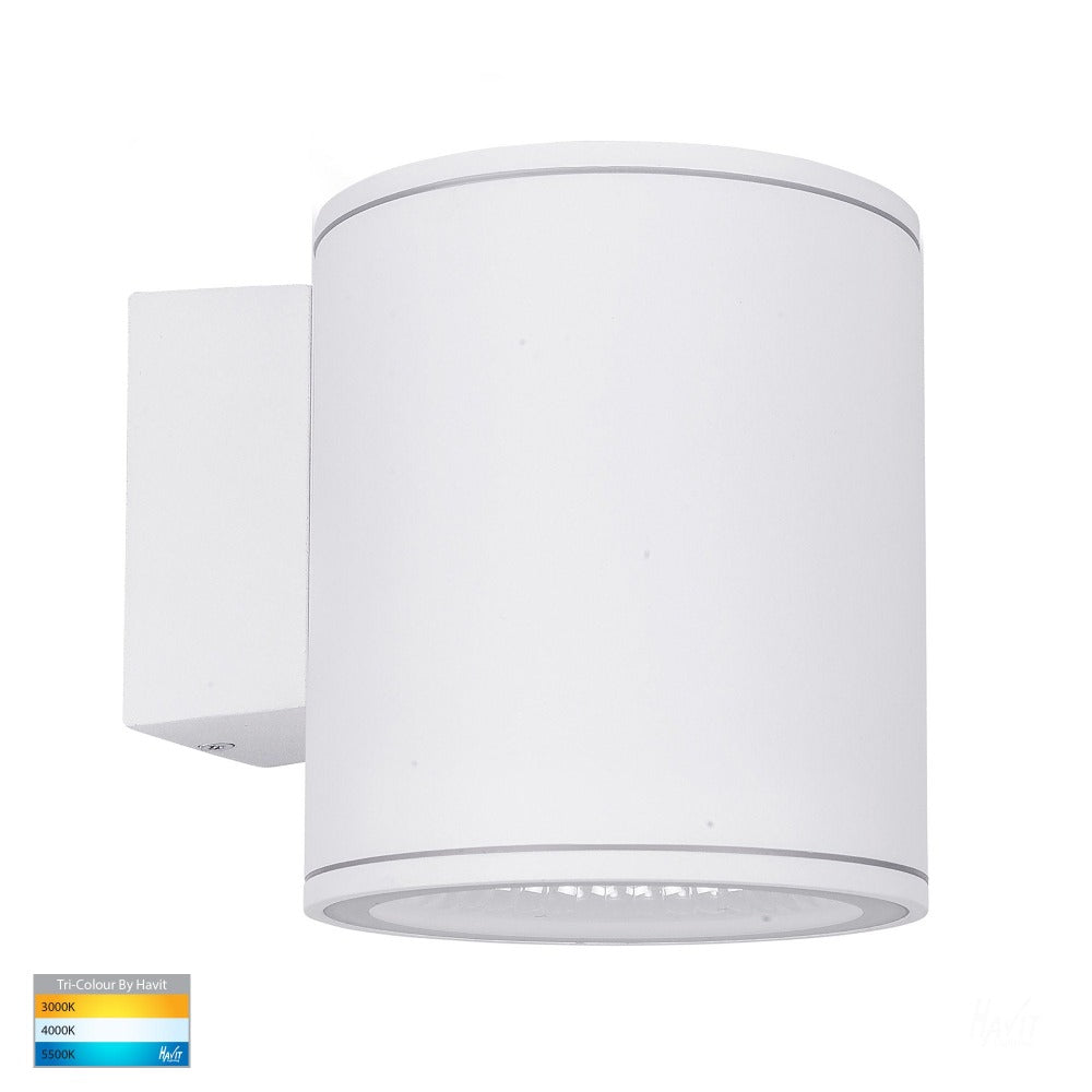 Porter Round LED Large Fixed Down Wall Light White 3CCT - HV3628T-WHT