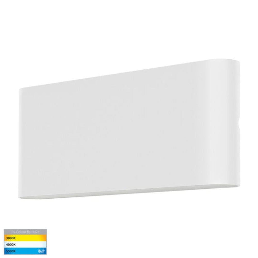 Lisse Up / Down Wall 2 Lights W250mm White Aluminium 3CCT - HV3653T-WHT-240V