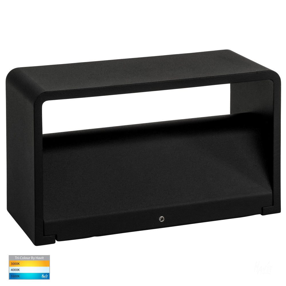Mia Up / Down Rectangle Wall Mounted Light Black 3CCT - HV3665T-BLK