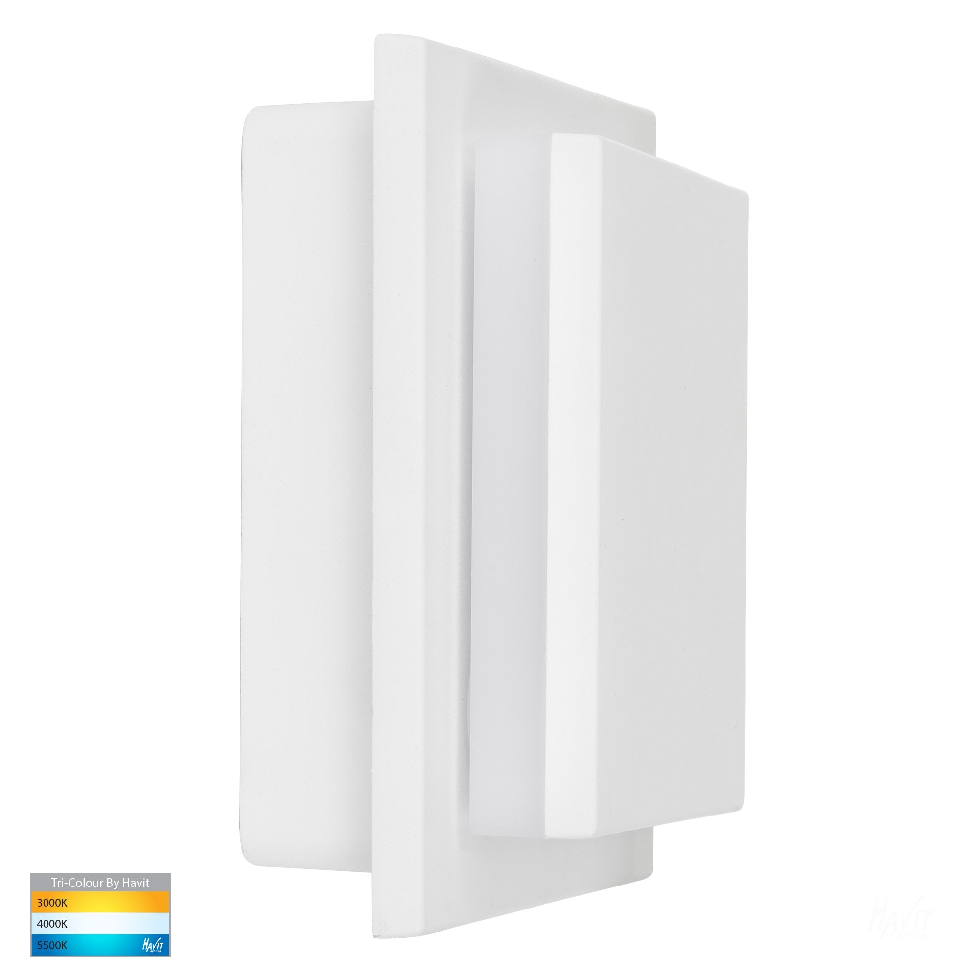 Buy Exterior Wall Lights Australia HV3667T-WHT Pivot Square Wall Mounted Light Poly Powder Coated White 