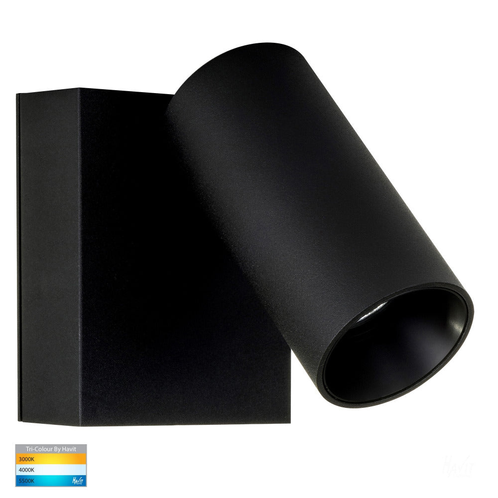 Revo Exterior Single Adjustable Wall Light Black 3CCT - HV3681T-BLK
