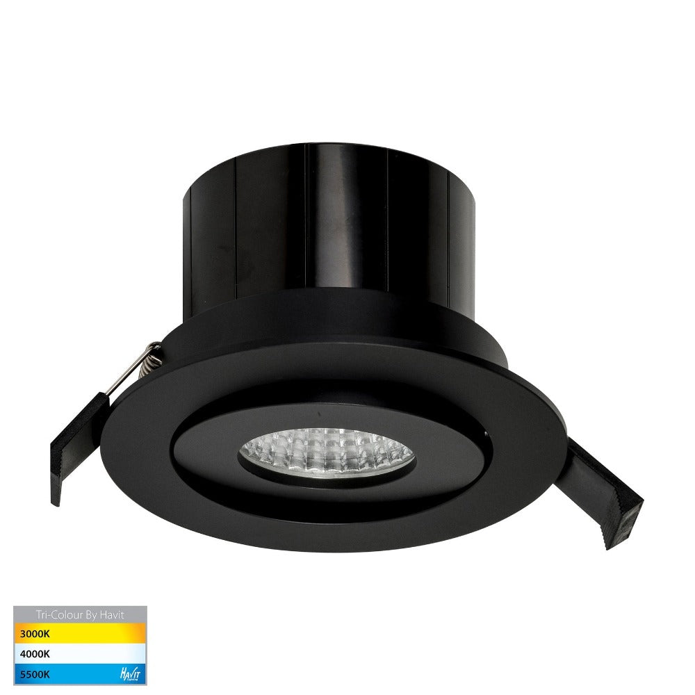 Buy Recessed Downlights Australia Prime Tilt LED Downlight Black 3CCT - HV5512T-BLK