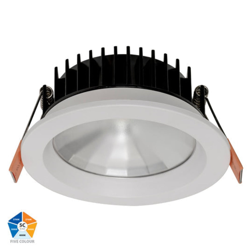 Buy Recessed Downlights Australia Ora Fixed LED Downlight White 5CCT - HV5531T-WHT