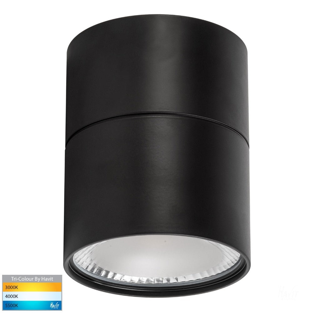 Nella Surface Mounted LED Downlight With Extension 240V Black 3CCT - HV5803T-BLK-EXT