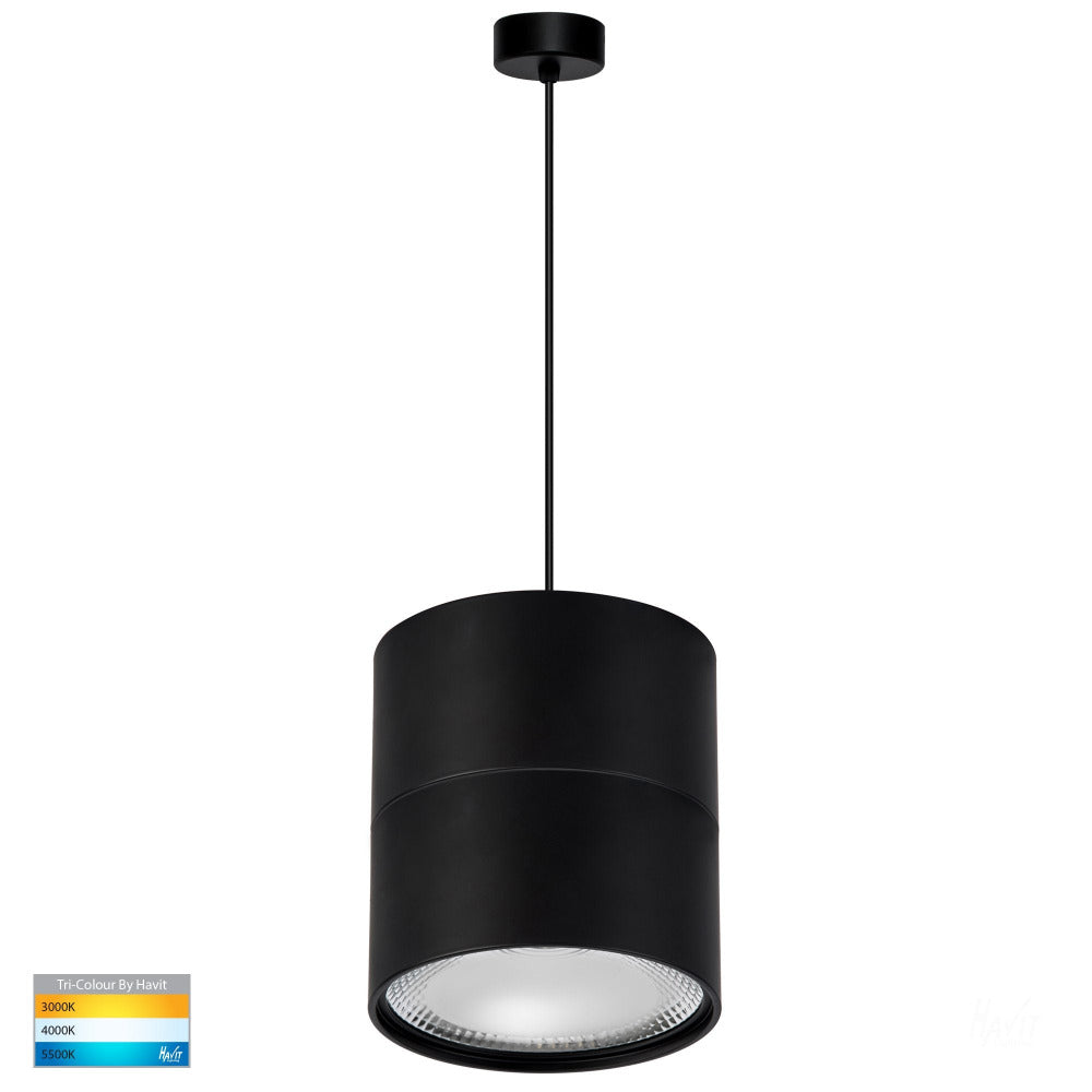 Buy LED Pendants Australia Nella Round Single Pendant Black 3CCT - HV5805T-BLK-P