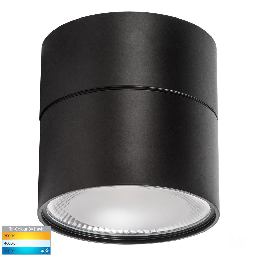 Nella Surface Mounted Round Downlight IP54 Black 3CCT - HV5805T-BLK-EXT