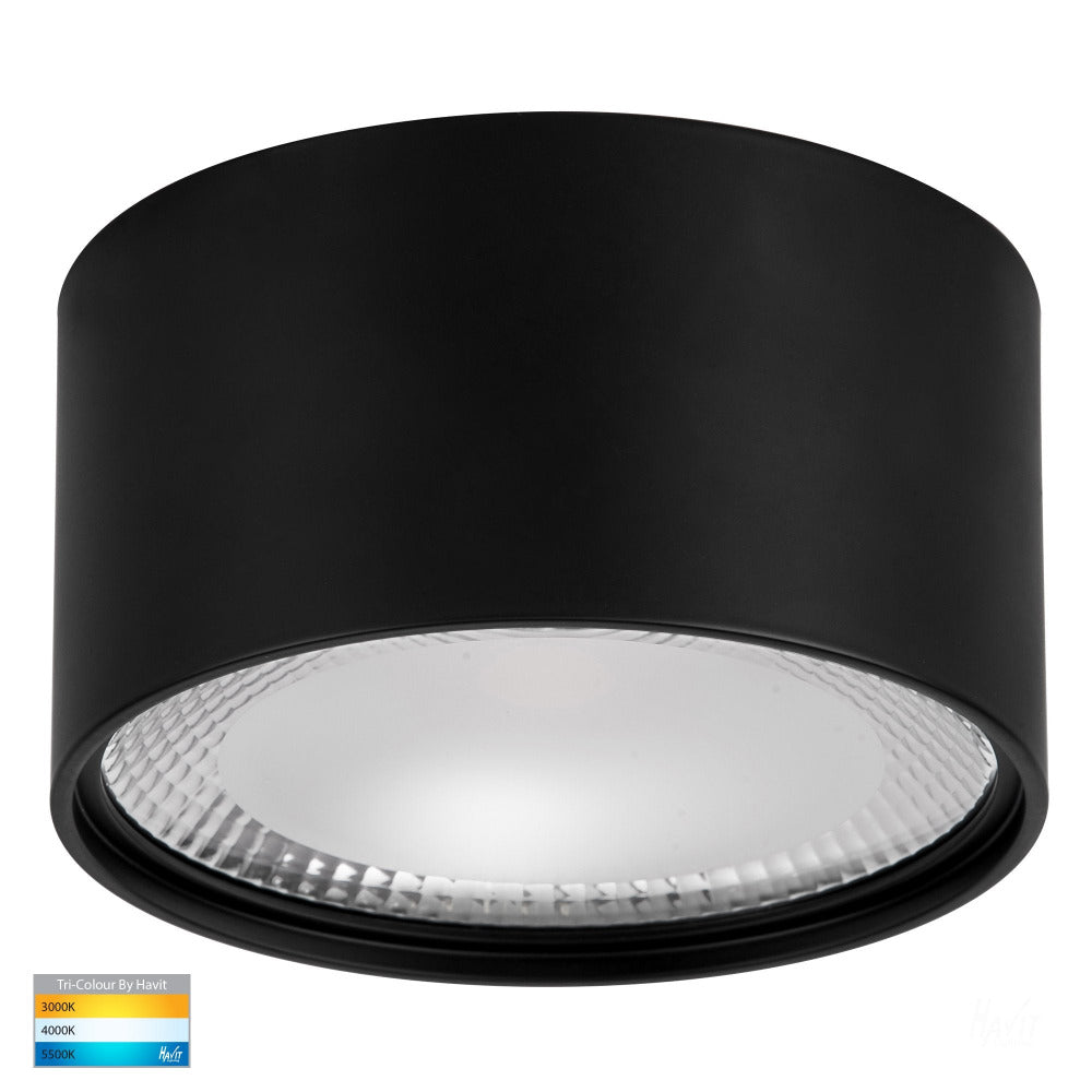 Buy Surface Mounted Downlights Australia Nella Surface Mounted Round Downlight Black 3CCT - HV5805T-BLK