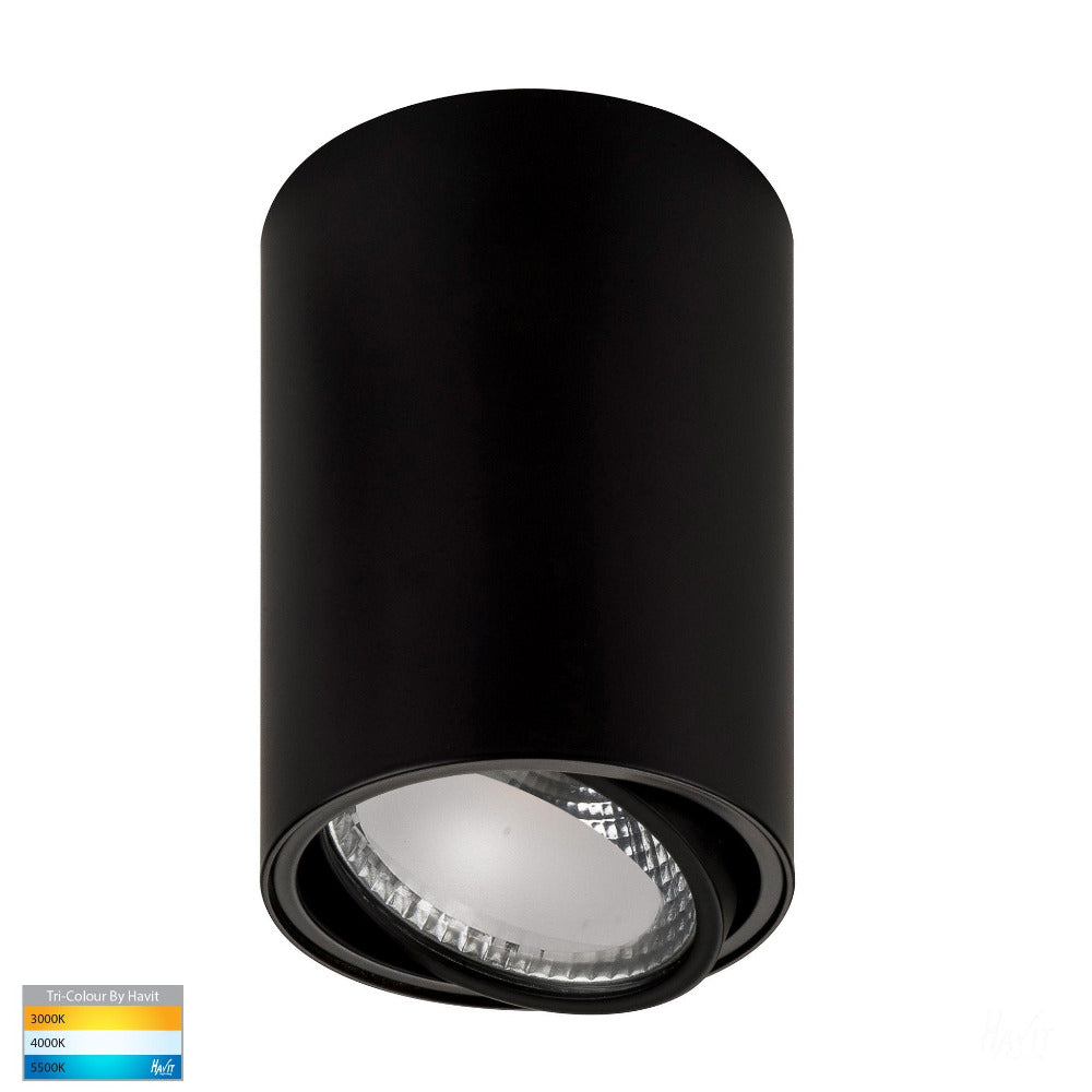 Buy Surface Mounted Downlights Australia Nella Surface Mounted Downlight 12W Black 3CCT - HV5813T-BLK