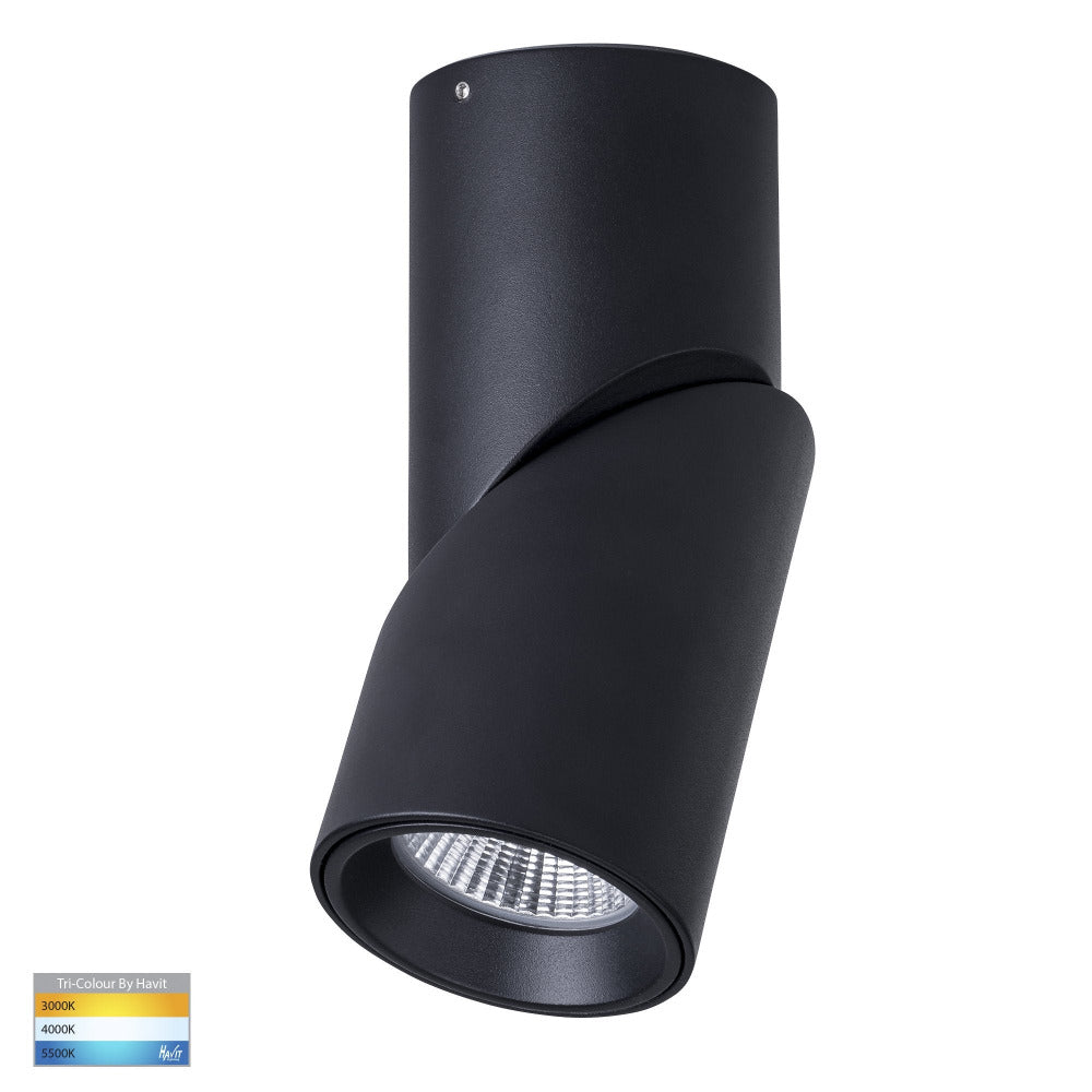 Buy Surface Mounted Downlights Australia Nella Surface Mounted Downlight 12W Black 3CCT - HV5823T-BLK