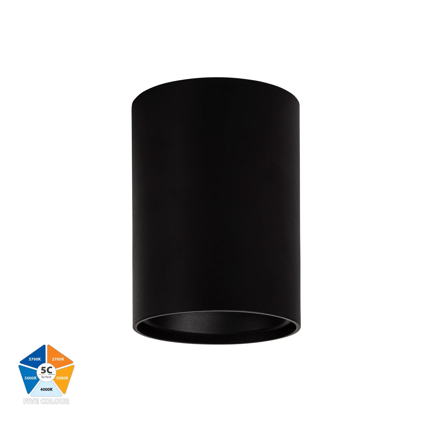 Buy Surface Mounted Downlights Australia Nella LED Surface Mounted Downlight 240V H120mm Black Aluminium 5 CCT - HV5842S-BLK