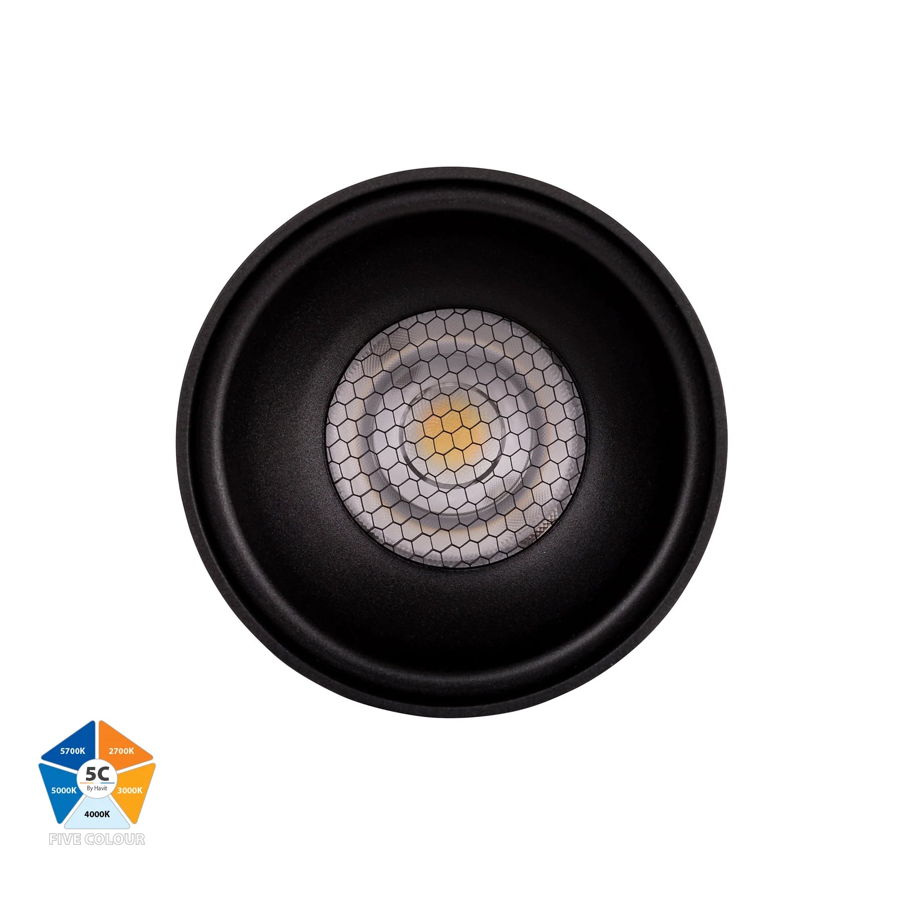 Buy Surface Mounted Downlights Australia Nella LED Surface Mounted Downlight 240V H120mm Black Aluminium 5 CCT - HV5842S-BLK