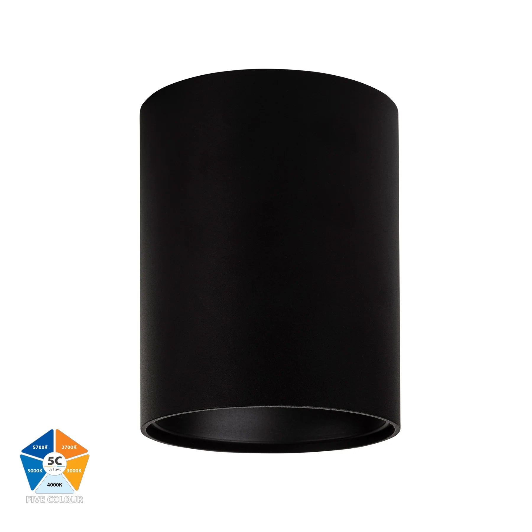 Buy Surface Mounted Downlights Australia Nella LED Surface Mounted Downlight 240V H140mm Black Aluminium 5 CCT - HV5843S-BLK