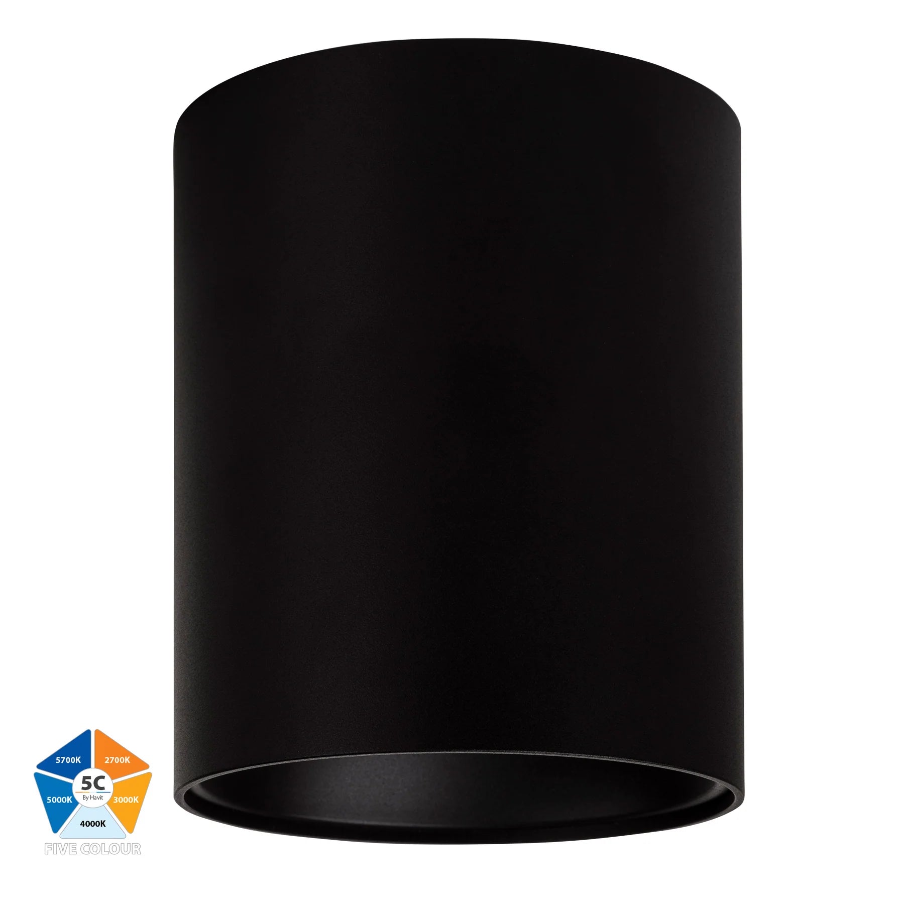 Buy Surface Mounted Downlights Australia Nella LED Surface Mounted Downlight 240V H180mm Black Aluminium 5 CCT - HV5844S-BLK