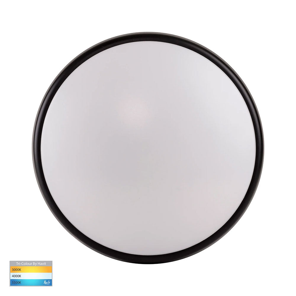 Buy LED Oyster Lights Australia Ostron LED Oyster Light Black Aluminium W335mm 3 CCT - HV5888T-BLK