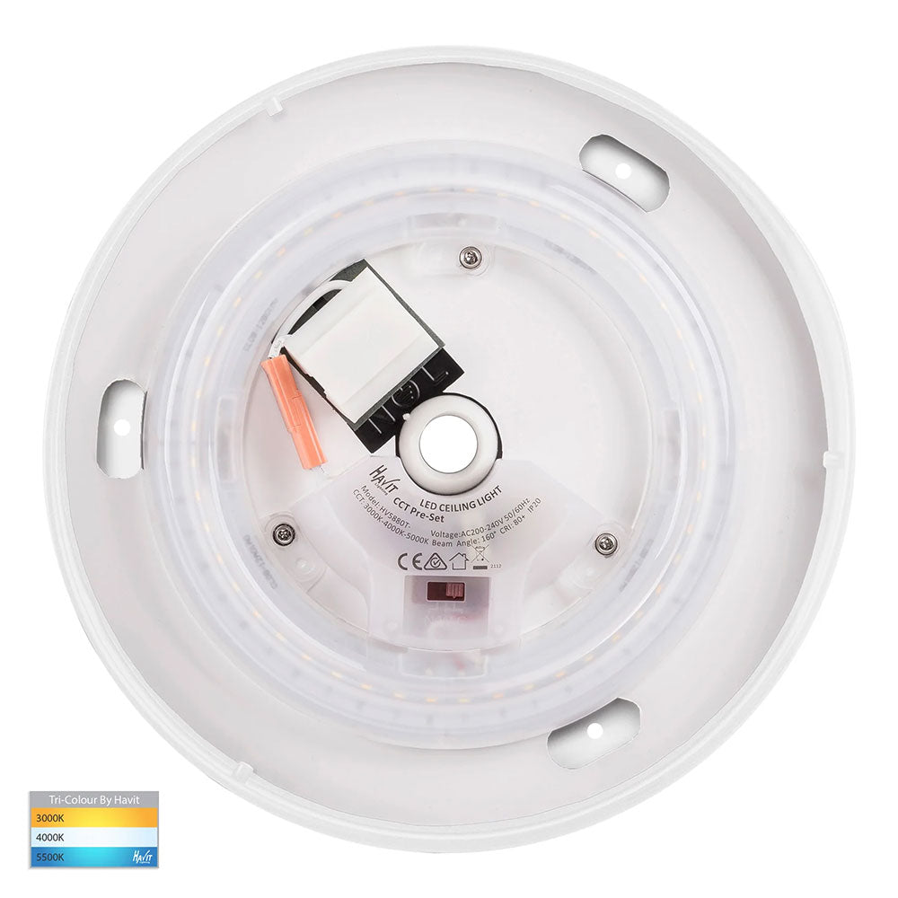 Buy LED Oyster Lights Australia Ostron LED Oyster Light White W396mm 3CCT - HV5889T-WHT