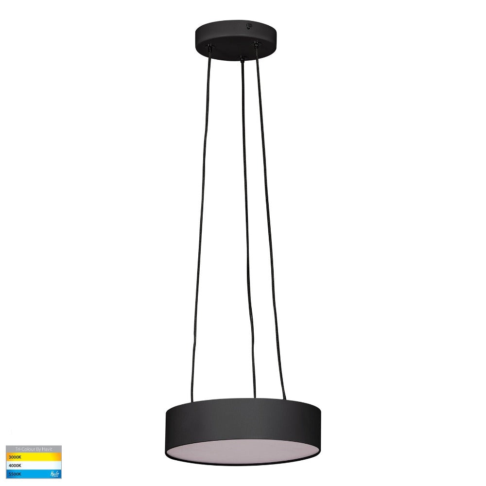 Buy LED Pendants Australia Nella Round Pendant W220mm Black 3CCT - HV5892T-BLK-PDT