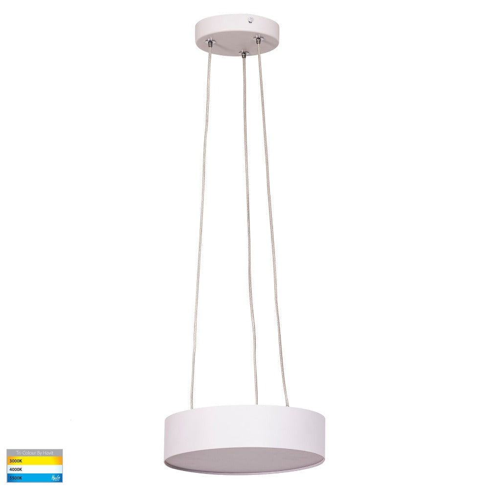 Buy LED Pendants Australia Nella Round Pendant W220mm White 3CCT - HV5892T-WHT-PDT