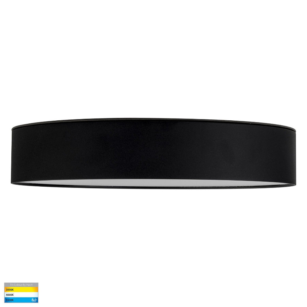 Nella Surface Mounted Round Oyster Light 30W Black 3CCT - HV5893T-BLK