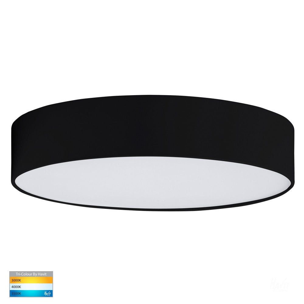 Nella Surface Mounted Round Oyster Light 30W Black 3CCT - HV5893T-BLK