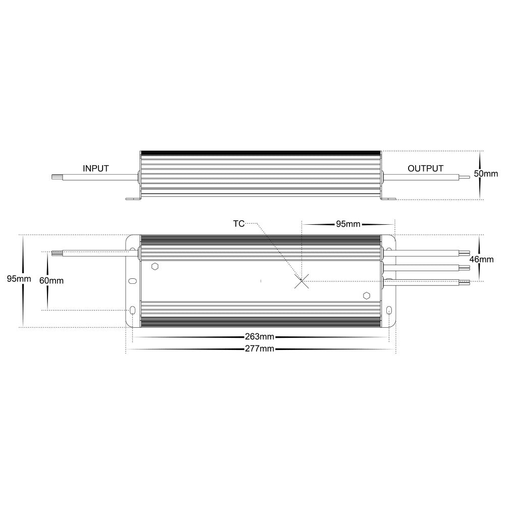 LED Driver 300W 24V DC W76.5mm Weatherproof Silver - HV9658-24V300W