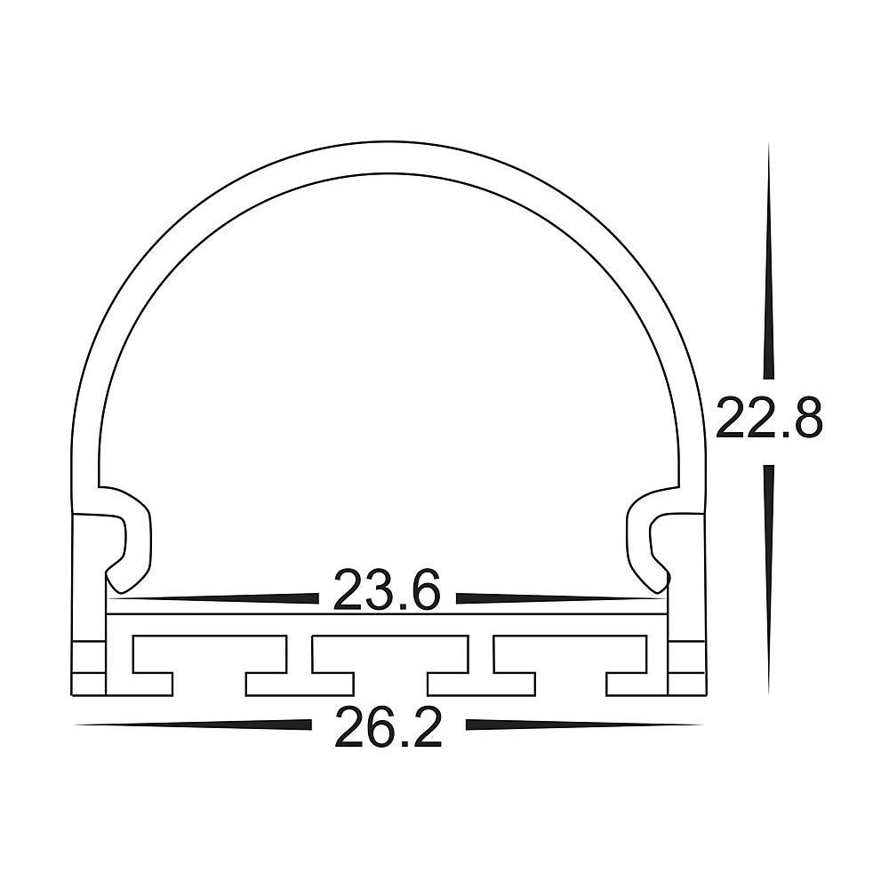 Buy Strip Light Profiles Australia Shallow Square Profile With Rounded Diffuser Silver - HV9690-2618
