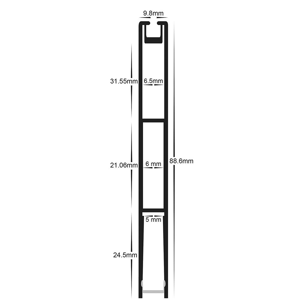 Buy Strip Light Profiles Australia LED Strip Profile H89mm L1m Black Aluminium - HV9693-1089-BLK