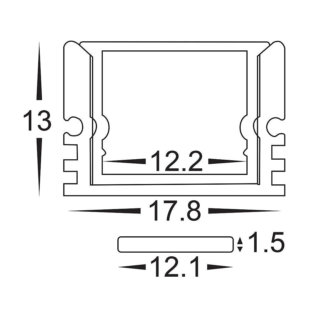 Buy Strip Light Profiles Australia Shallow Square Weatherproof Aluminium Profile Silver 1 Meter - HV9693-1812