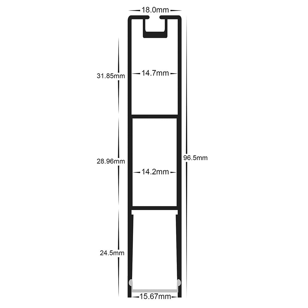 Buy Strip Light Profiles Australia LED Strip Profile H96mm L3m Black Aluminium - HV9693-1896-BLK-3M