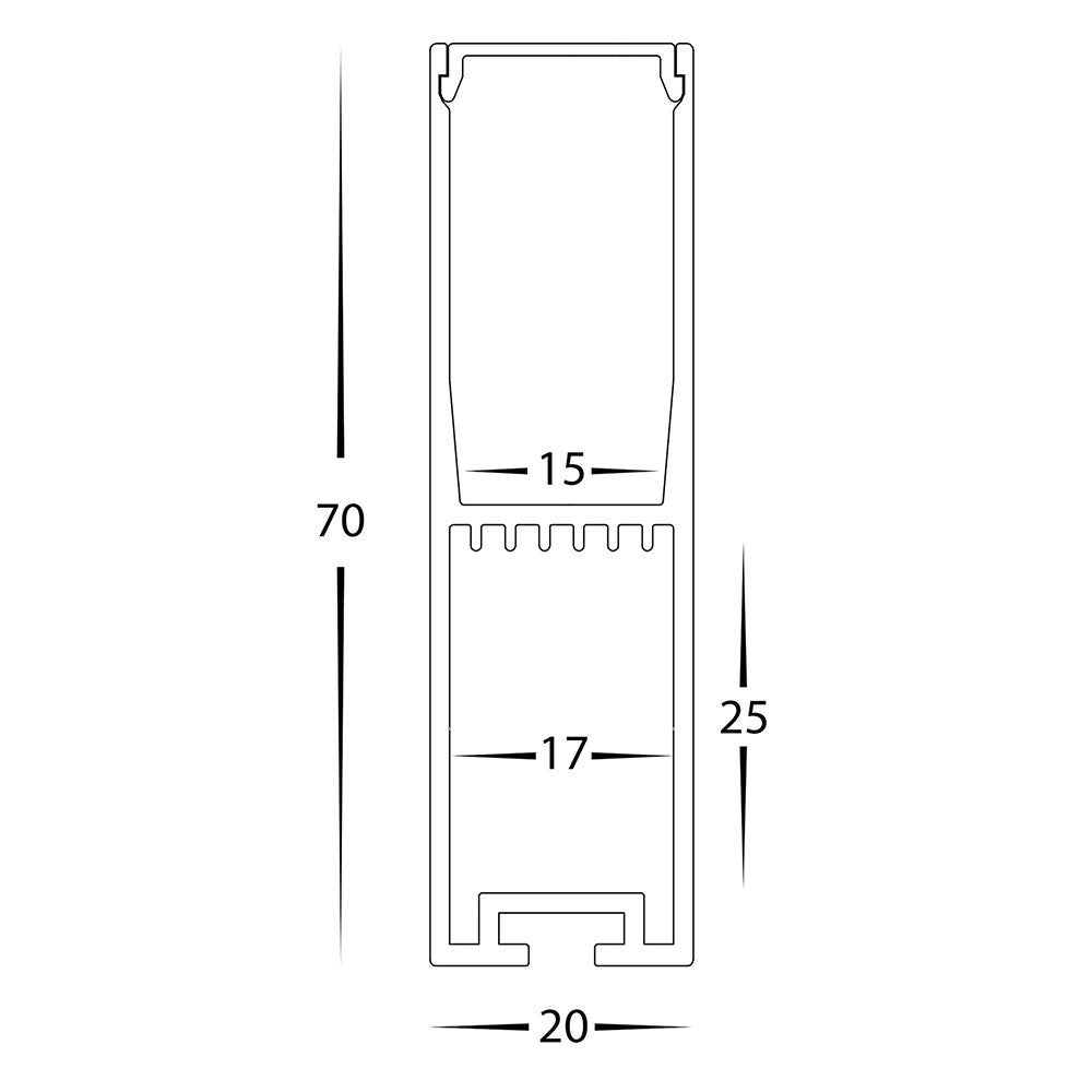 Buy Strip Light Profiles Australia LED Strip Profile H70mm L1m Silver Aluminium - HV9693-2070