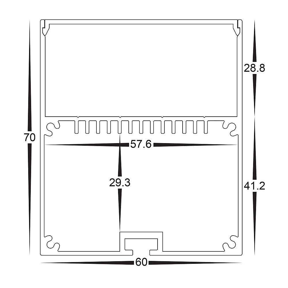 Buy Strip Light Profiles Australia Strip Light Large Deep Square Profile W60mm With Standard Diffuser White 3M - HV9693-6070-WHT-3M
