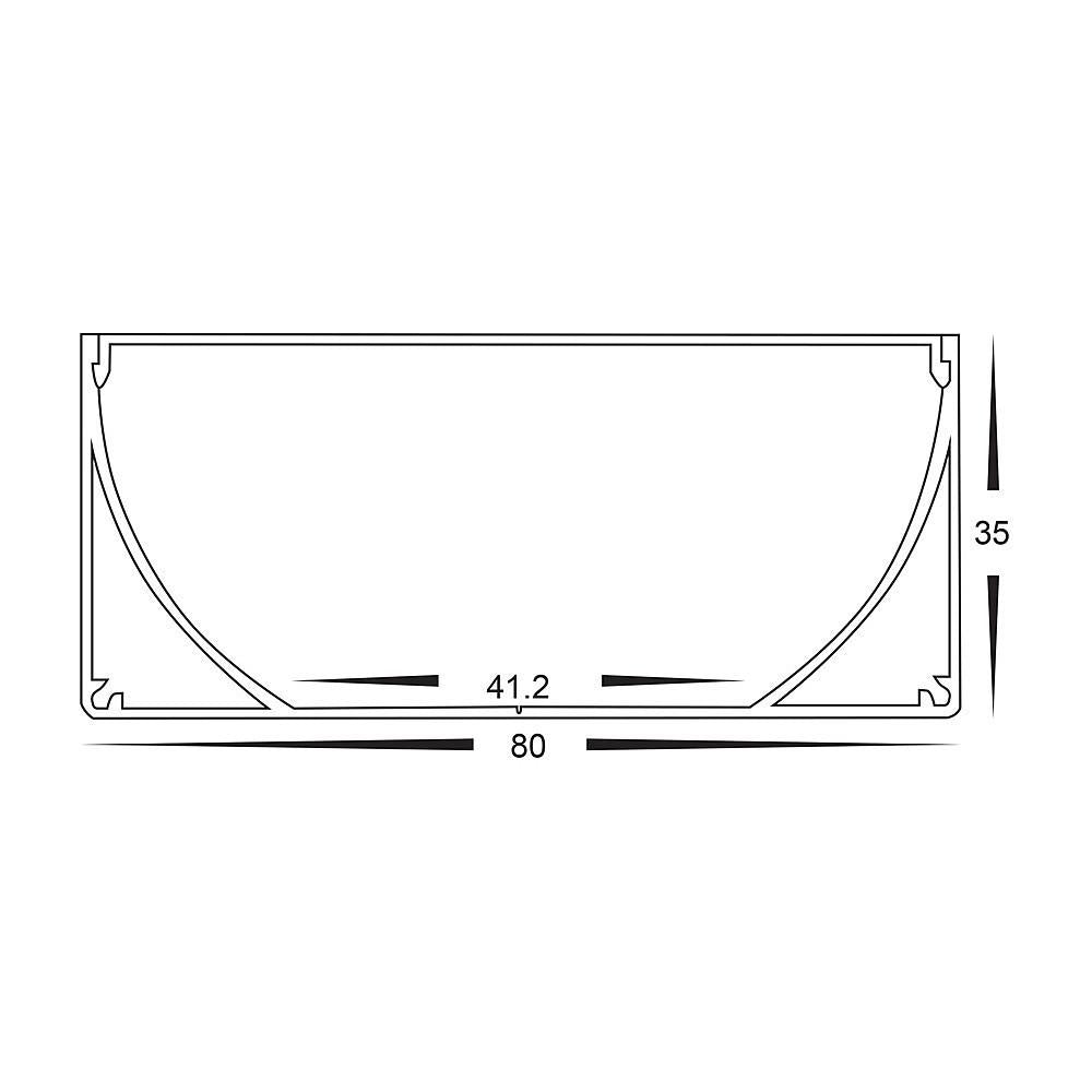 Buy Strip Light Profiles Australia Large Deep Square Profile W80mm 3M Silver - HV9693-8035-3M