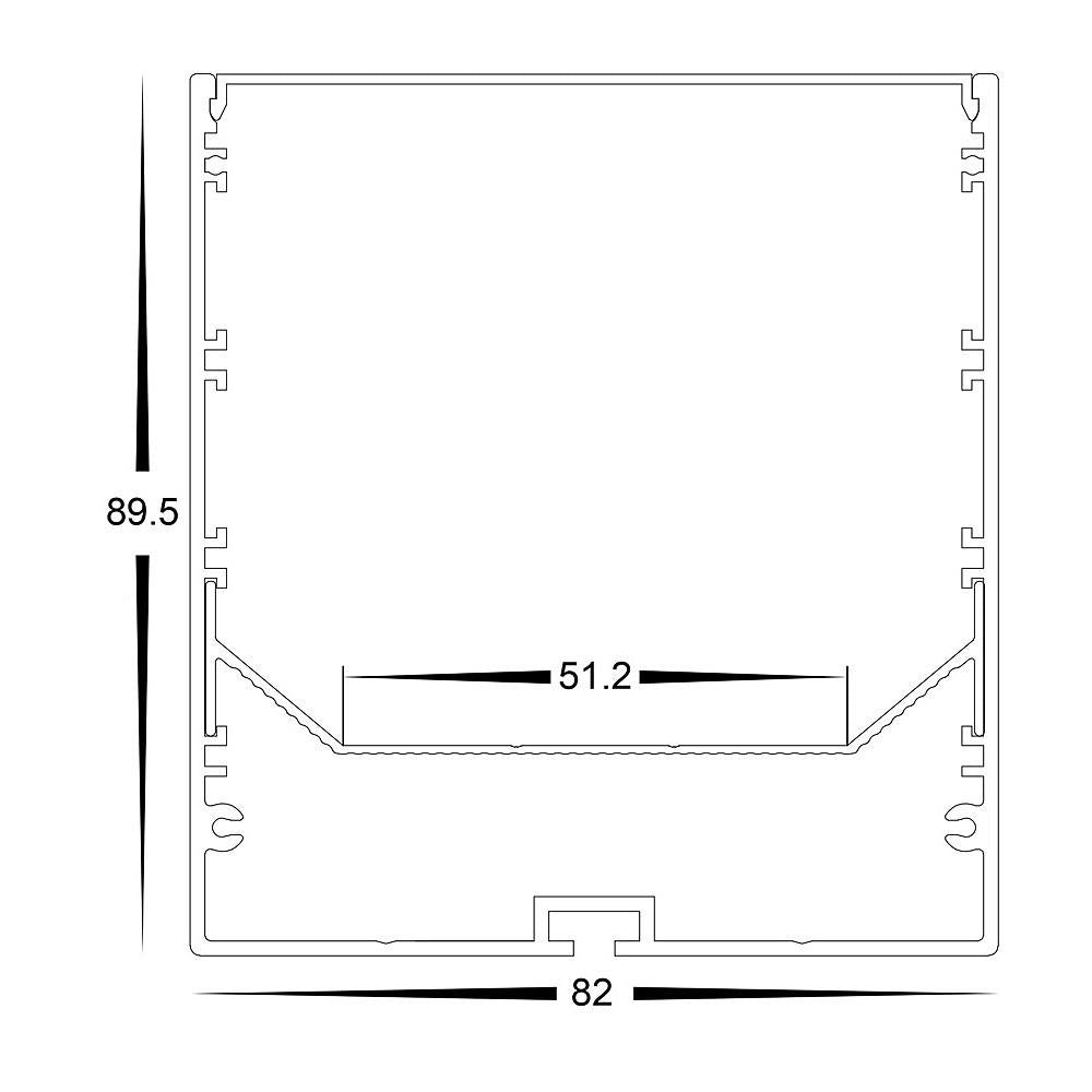 Buy Strip Light Profiles Australia Large Deep Square Profile  W82mm Black - HV9693-8090-BLK