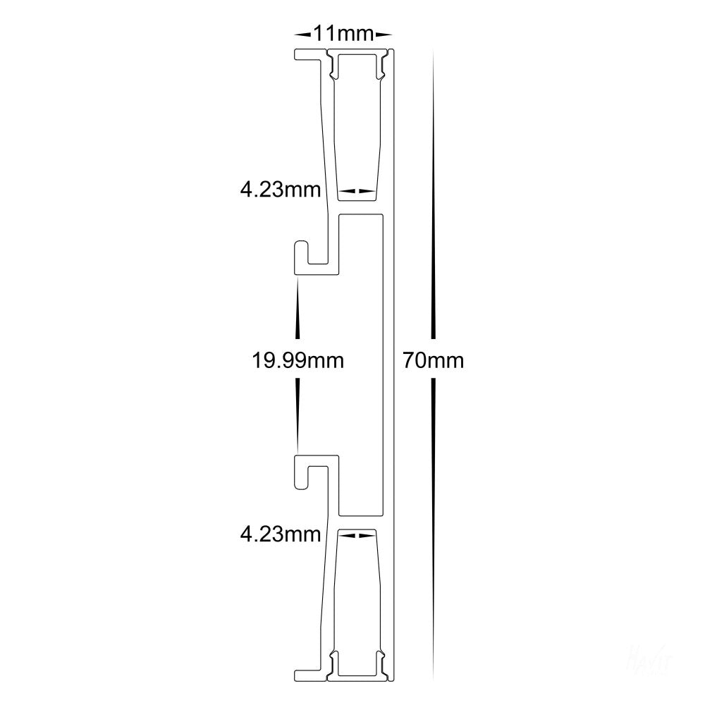 Buy Strip Light Profiles Australia Side Mounted Up & Down Profile 3M Black - HV9694-1170-BLK-3M