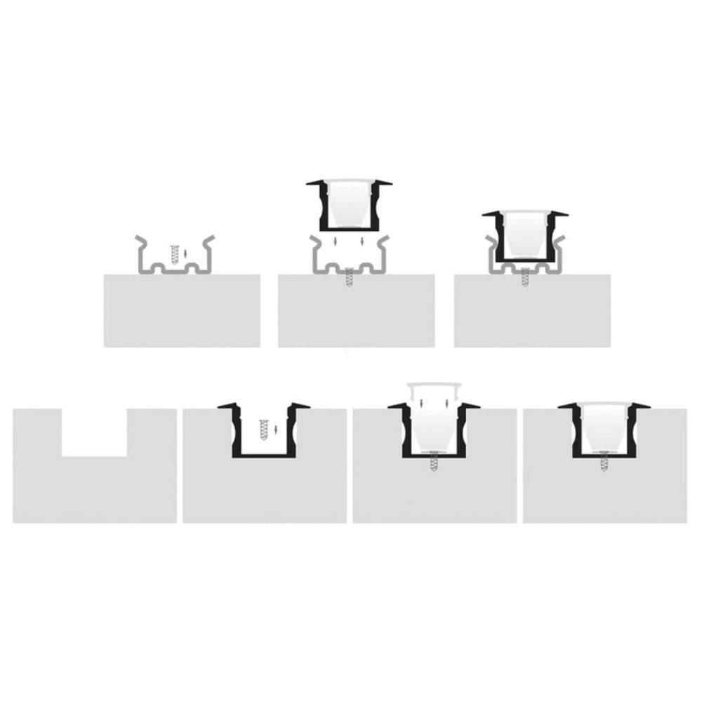 Buy Strip Light Profiles Australia Deep Square Winged Profile W25mm 3M Black - HV9695-2515-BLK-3M