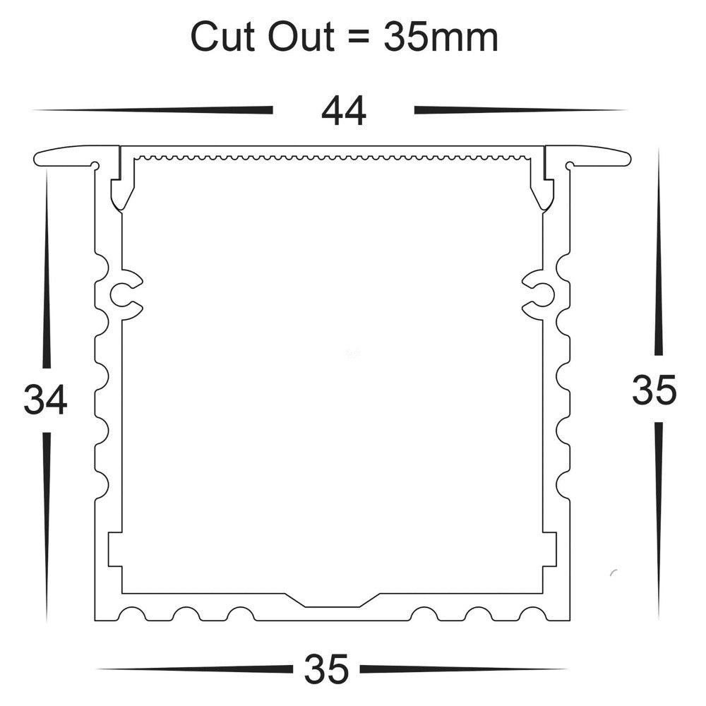 Buy Strip Light Profiles Australia Deep Square Winged Profile W44mm Silver - HV9695-4435