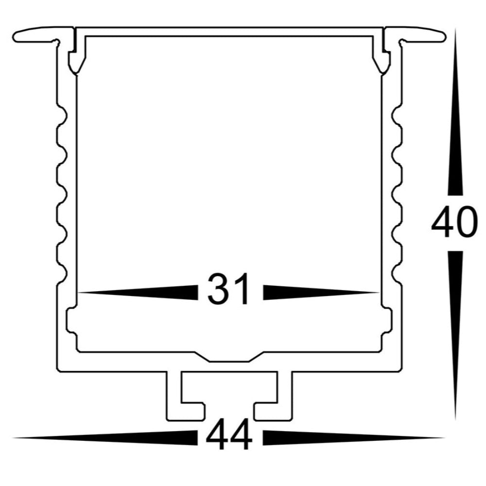 Buy Strip Light Profiles Australia Deep Square Recessed Winged Profile W44mm 3M Silver - HV9695-4540-3M