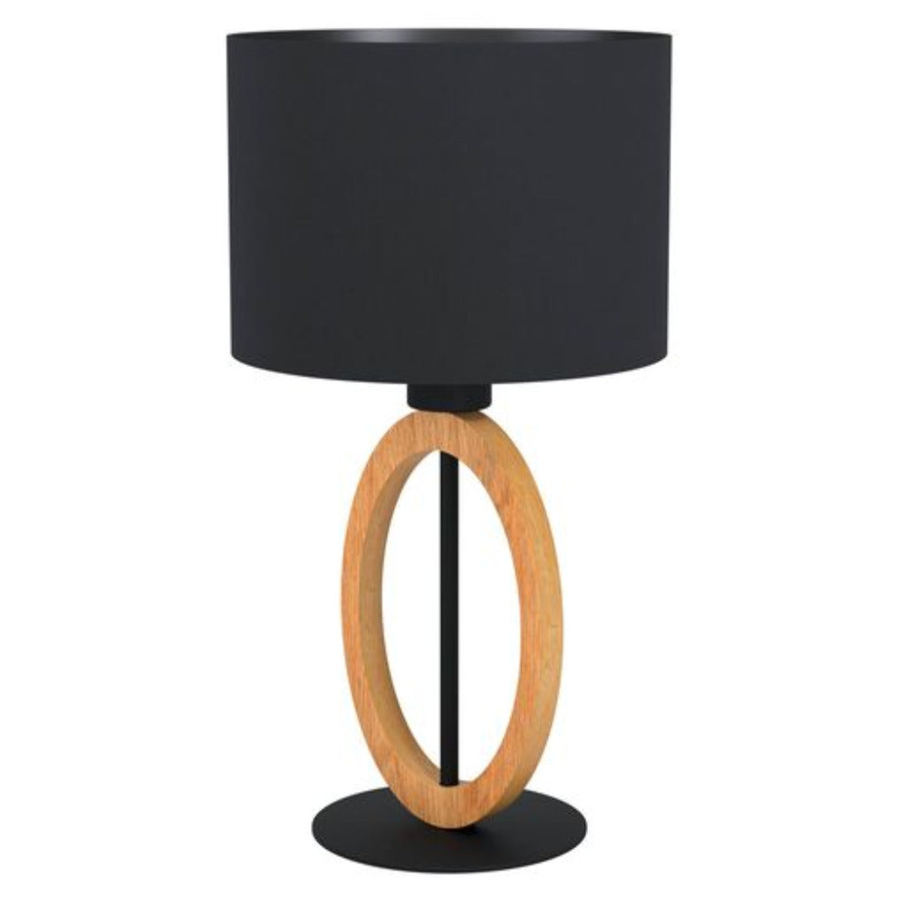 Buy Table Lamps Australia BASILDON 1 Table Lamp Black Steel / Brown Wood- 43569N