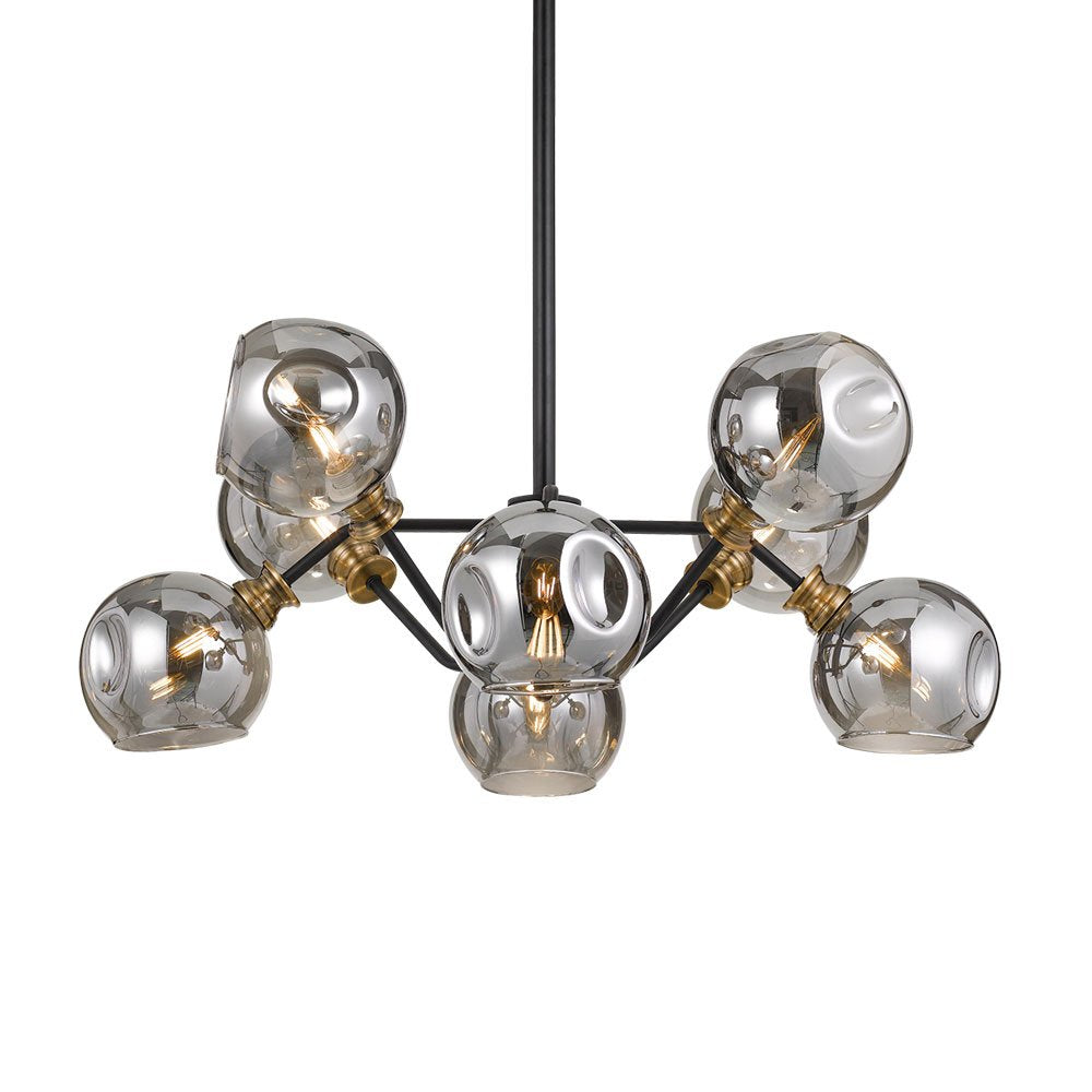 Buy Pendant Lights Australia Annabel 8 Light Pendant Black & Antique Brass, Smoke - ANNABEL PE08-BK