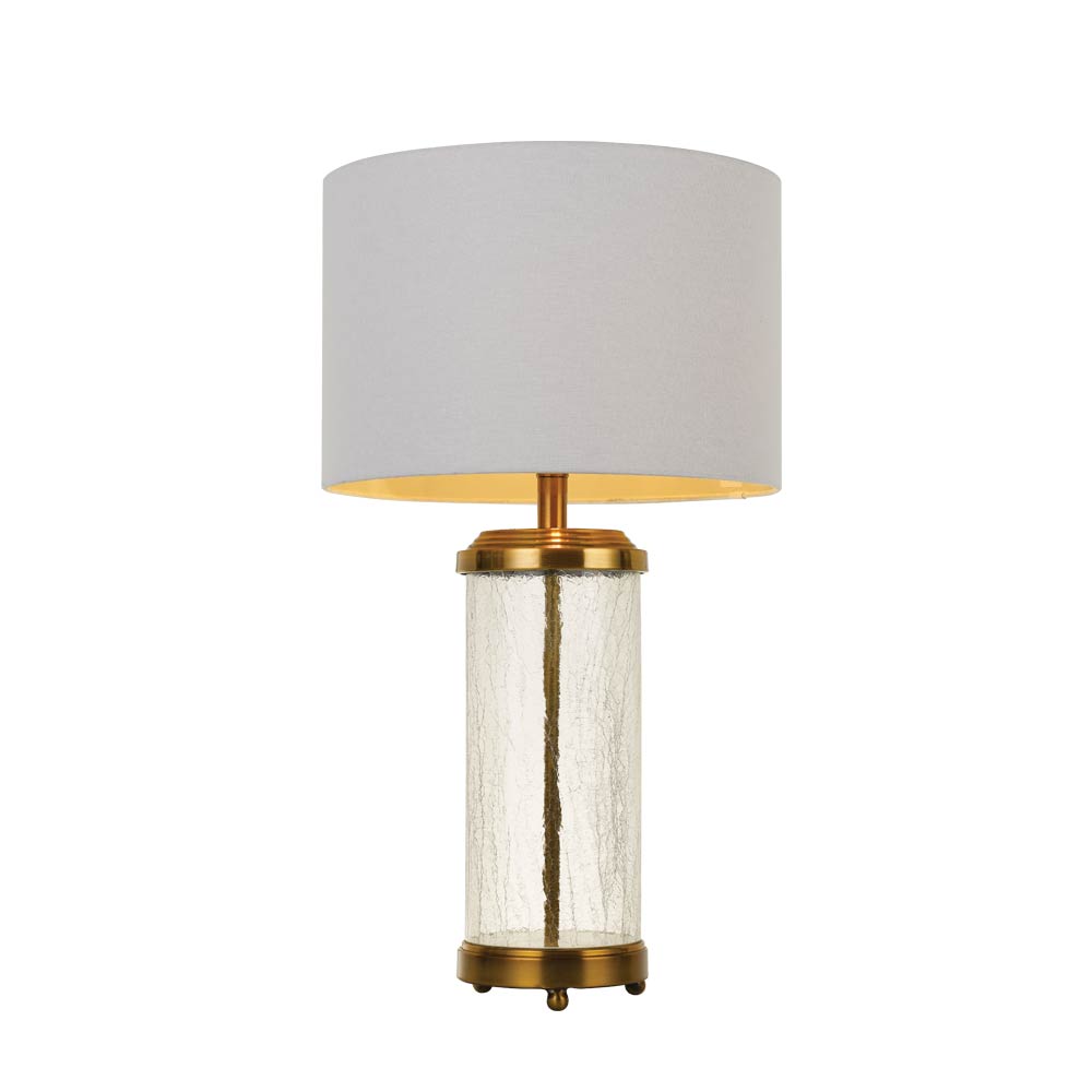 Chris 1 Light Table Lamp 380mm Antique Brass, Clear & White - CHRIS TL-AB+WH