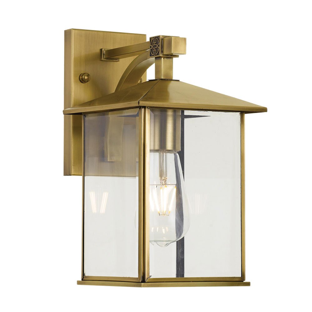 Coby 1 Light Wall Light 180mm IP44 Brass, Clear - COBY EX18-BRS