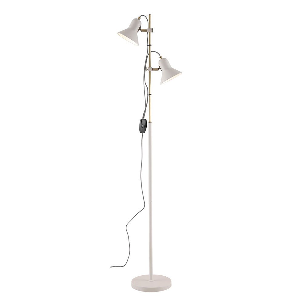 Buy Floor Lamps Australia Corelli 2 Light Floor Lamp Antique Brass, White - CORELLI FL2-WHAB