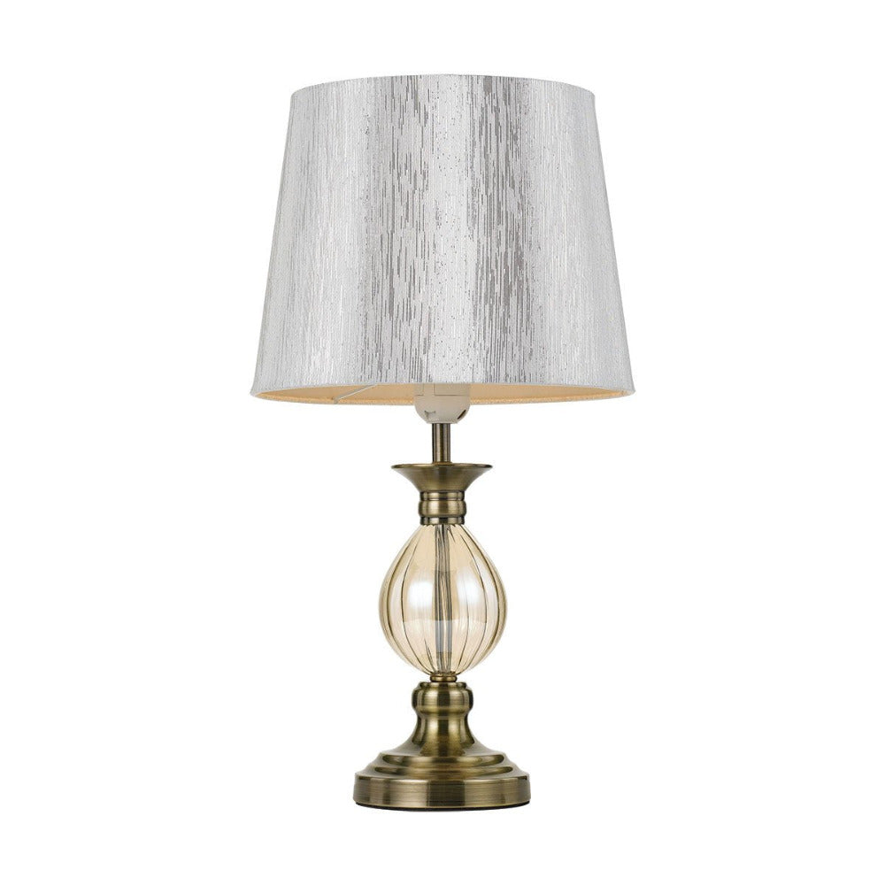 Crest 1 Light Table Lamp Antique Brass, Clear, Gold Pattern - CREST TL-AB+GLD