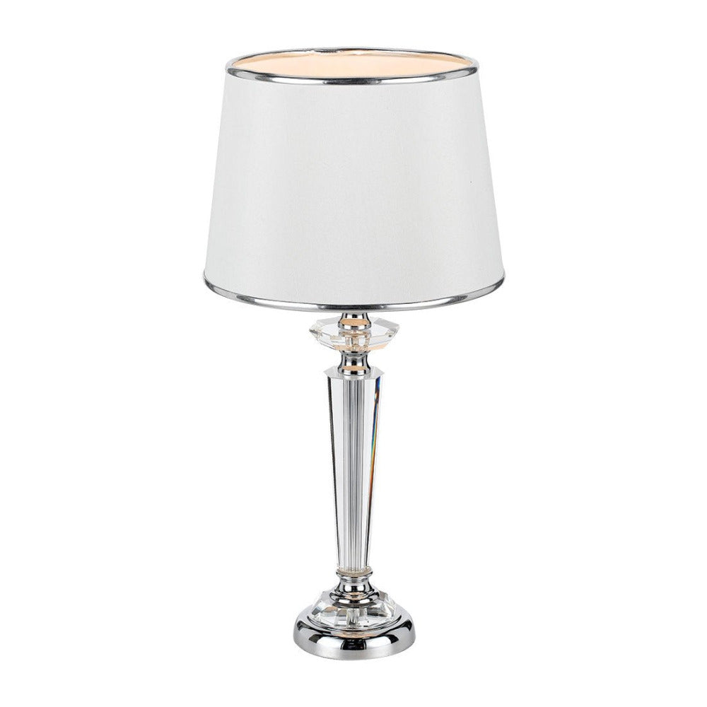 Diana 1 Light Table Lamp Chrome, Crystal, White - DIANA TL-CH+WH