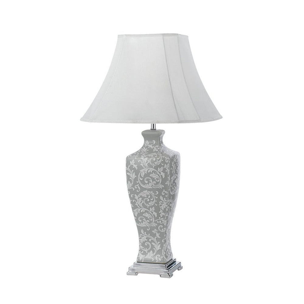Buy Table Lamps Australia Dono 1 Light Table Lamp 400mm Grey & White - DONO TL40-GRY