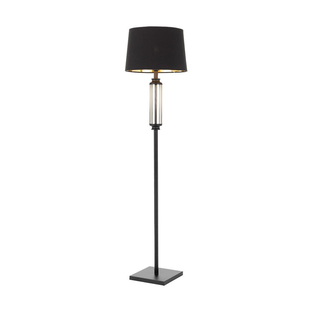 Dorcel 1 Light Floor Lamp Black, Smoke & Black, Gold - DORCEL FL-BK+SM
