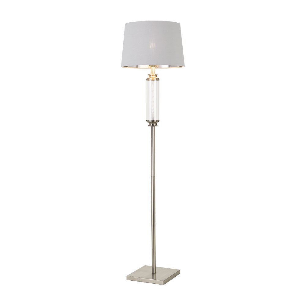 Dorcel 1 Light Floor Lamp Nickel, Clear & White, Silver - DORCEL FL-NK+CL