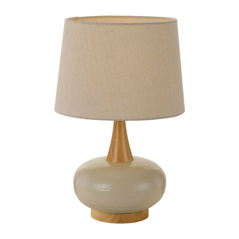 Buy Table Lamps Australia Earl 1 Light Table Lamp White, Oak & Cream - EARL TL-CMOK