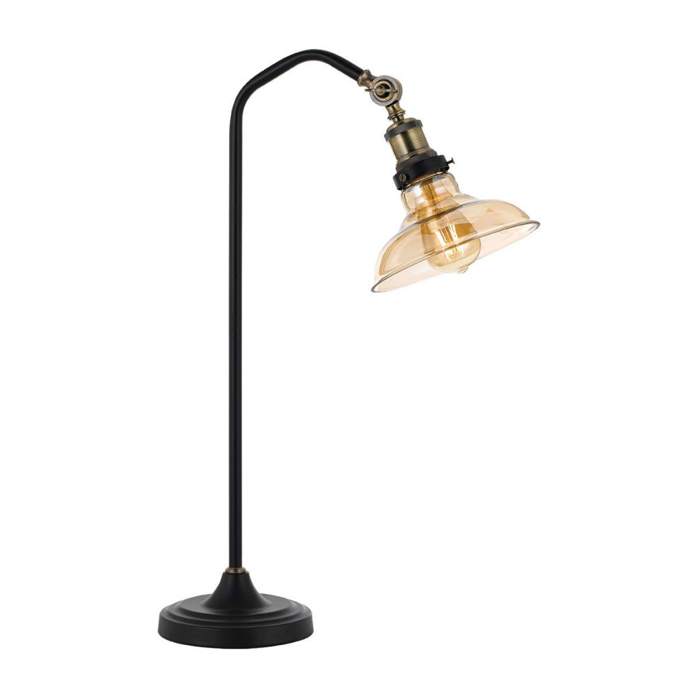 Buy Table Lamps Australia Hertel 1 Light Table Lamp Black & Amber - HERTEL TL-BKAM