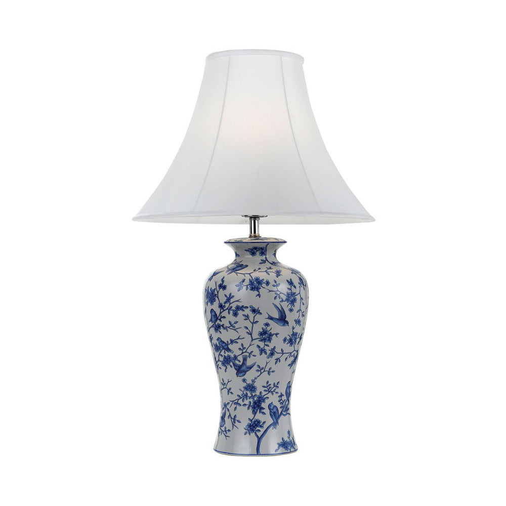 Hulong 1 Light Table Lamp Blue Flower & White - HULONG TL-BLF+WH